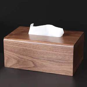 Caja de pañuelos de madera, caja de pañuelos de madera de nogal negro, caja de pañuelos retro de palisandro, caja de almacenamiento de pañuelos para hoteles y restaurantes - Product Image 1