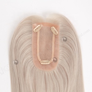 Luxe 20 Pouces Remy Cheveux Humains Brunette Brun Blonde Diverses Couleurs Réaliste Avant de Lacet Mono Top Cheveux Topper - Product Image 4