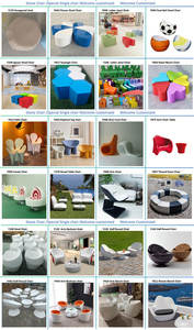 Y802 Macaron-shaped chair Fiberglass Outdoor Irregular Stone Chair for Mall Park Garden Public Area Decorative Leisure Furniture - Product Image 2