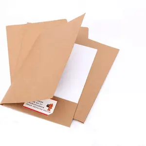 A4 350g Kraft Paper Folder Single Insert Pocket Contract A4 Folding Information Folder