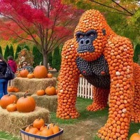 Sculptures d'éléphants citrouilles personnalisables et peintes à la main pour installations artistiques et décorations extérieures de grande envergure