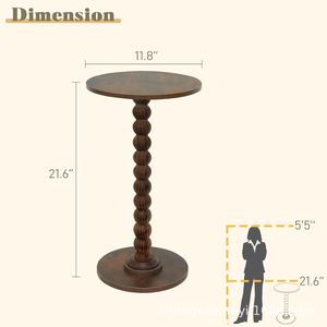 Mesa auxiliar redonda de madera maciza Chang Wei, 11,8 pulgadas de diámetro, 21,6 pulgadas de altura, mesa de centro portátil para sala de estar, balcón, dormitorio - Product Image 1