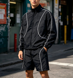OEM Yts New Custom Oversize Sportwear Streetwear Zip Sweatsuit <strong>Jacket</strong> And Shorts Set <strong>Windbreaker</strong> <strong>Mens</strong> Nylon Tracksuit - Product Image 2