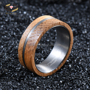 Anillo de madera de barril de whisky sólido Natural de 8mm para hombres, joyería de madera, anillo de compromiso de boda de tungsteno de moda - Product Image 3