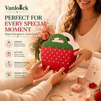 Boîte cadeau personnalisée en forme de fraise, boîte d'emballage en papier créative avec poignée, boîte à bonbons et biscuits mignonne pour les cadeaux de fête
