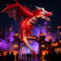 Dinosaure gonflable lumineux LED Dragon Flammant style américain pour Halloween, idéal pour les fêtes de jardin – Jouets gonflables très demandés