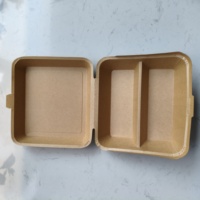 Conteneur alimentaire en papier kraft à 2 compartiments avec logo personnalisé, boîte d'emballage jetable pour salade avec couvercles anti-buée