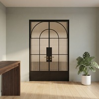 Puertas de Entrada de Vidrio con Marco de Hierro y Aislamiento Térmico de Diseño Moderno, Populares y de Venta Caliente, con Estilo de Apertura Abatible para Uso Exterior