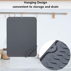 LA Heat Resistant Food Grade <b>Silicone</b> Fast Drying <b>Mat</b> Pot Holder Multiple Utensils Sink Dish Drying <b>Mat</b> with Spoon Rest - Product Image 5