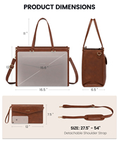 LOVEVOOK 2pcs Tas Kulit Vintage 15.6in, Tas Kerja Bisnis, Tas Kantor, Dengan Dompet Clutch, Tas Tangan, Tas Laptop untuk Wanita
