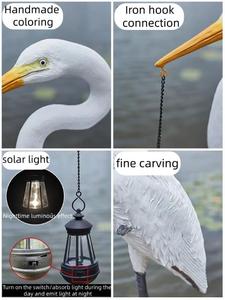 Statue d'extérieur grande grue en résine Heron avec <span class=keywords><strong>lanterne</strong></span> solaire, art de jardin en fibre de verre en forme d'hibou pour la décoration extérieure de jardin et de bassin - Product Image 5