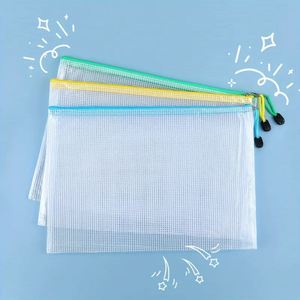 Transparent Zipper <b>File</b> Bag Colorful Mesh Waterproof Office Document Pouch Student School Stationery Organizer - Product Image 5