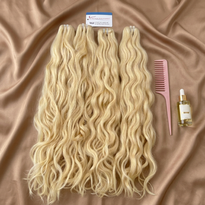 ผมสีบลอนด์ 613 แบบธรรมชาติ ลอนคลื่น  แบบต่อผมแท้ เกรด Remy  ราคาโรงงานเวียดนาม - Product Image 1
