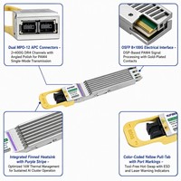 Transceptor 800GBASE-2xDR4 OSFP PAM4, Canal Dual Independiente de 400G, 1310nm, 100m, SMF, Doble MPO-12 DC, Actualización Inter-Cabinet 5G