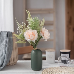 ช่อดอกโบตั๋นประดิษฐ์ CallaFloral สีพีช พร้อมใบไม้สีเขียว สำหรับตกแต่งงานแต่งงาน รุ่น CF01113 - Product Image 3
