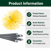 Kit professionnel de brosses rotatives pour cheminée, en nylon haute densité, avec tiges flexibles à raccord fileté M12 pour un nettoyage en profondeur des condues, vente en gros