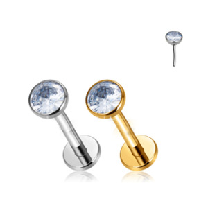 Boucles d'oreilles clous avec cristaux sertis clos, en titane, bijoux de mode unisexe pour piercing d'oreille - Product Image 1