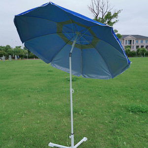 Alta calidad al aire libre impermeable resistente al viento protector solar sombrilla 210T fibra de poliéster Metal plegable raya azul sombrilla de playa - Product Image 3
