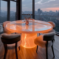 Ensemble table et chaises de salle à manger en marbre de jade blanc naturel, style minimaliste moderne, luxe léger, pour restaurant et maison