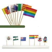 Piques décoratives en bois écologiques OEM, brochettes à hamburger pour fêtes et restaurants, cure-dents décoratifs pour charcuterie, vente en gros
