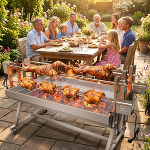 Grill rotatif <span class=keywords><strong>professionnel</strong></span> à 4 moteurs pour agneau, rôtissoire verticale automatique, usage commercial et industriel, capacité 85 kg - Product Image 2