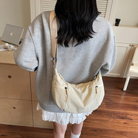 Sac bandoulière unisexe en toile noire à motif géométrique croissant, étanche avec fermeture éclair, sac banane de voyage décontracté et tendance