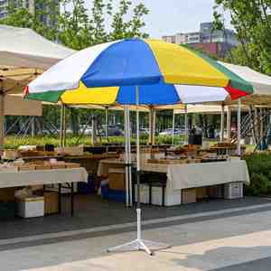 Garden Beach Commercial Stall Sun Shade Umbrella,170cm Radius Rust Proof Galvanized Metal <b>Pole</b> Outdoor <b>Parasol</b> - Product Image 1