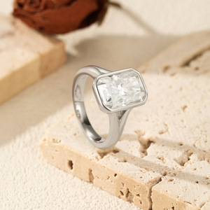 <b>Rectangular</b> <b>Cushion</b> Stone Bezel Set S925 Sterling Silver Ring Elegant Jewelry Gift For Women Proposal Daily Wear - Product Image 4