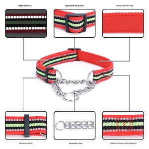 Kalung Anjing Elegan Berbahan Neoprene dengan Lapisan Reflektif, Efektif untuk Pelatihan Hewan Peliharaan, Tali Nilon dengan Rantai Logam, Lembut dan Modifikasi Khusus - Product Image 5