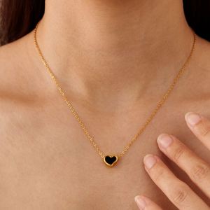 Collar Minimalista de Acero Inoxidable con Colgante en Forma de Corazón Chapado en Oro de 18K para Mujer, Cadena de Eslabones a la Moda - Product Image 6
