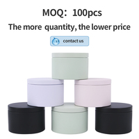 Offre Spéciale RTS rond vide baume à lèvres bougies boîtes sans couture blanc noir bougie pots conteneurs en métal bougies boîtes avec couvercle 8oz