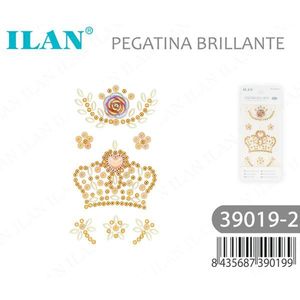 Adesivi con Strass Lucidi ILAN 39019-2, Design Decorativo a Corona e Fiore - Product Image 2