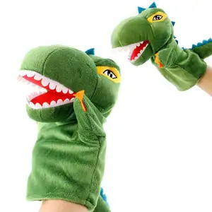 어린이를위한 만화 공룡 손 인형 유아를위한 PP 면 선물로 가득 찬 부드러운 척 놀이 장난감 및 스토리 텔러