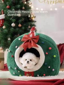 Kattenvilla Kerst Winter Seizoensgebonden Warmte-veilige Slaapplaats voor Kittens - Gesloten Hondenkussen - Product Image 3