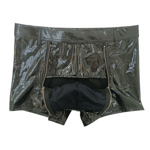 Toptan PU deri ön açık seksi eşcinsel erkek külot & kese ile boksörler iç çamaşırı Bulge erkekler Boxer fetiş giymek - Product Image 5