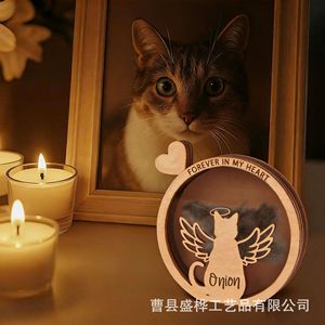 Caja Redonda de Madera Hermética para Guardar Pelo de Mascota, Urna Conmemorativa para Gatos con Espacio para Recoger Pelo, Recuerdo DIY - Product Image 2