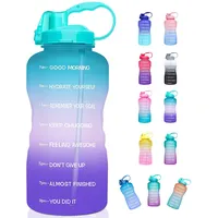 Botella de agua motivadora con marcador de tiempo y paja, tritán a prueba de fugas, sin BPA para Fitness, gimnasio y deportes al aire libre, 1 galón/128oz