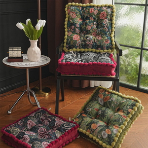 Cojín Elevado y Acolchado de Lino y Algodón con Diseño Retro de Pintura al Óleo para Silla Otomana, Mesa de Comedor y Silla Tatami - Product Image 1