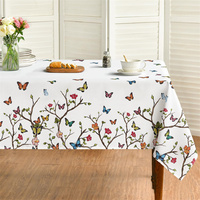 Nappe rectangulaire de printemps de 60*84 pouces, nappe saisonnière lavable en forme de papillon pour décor de pique-nique et de dîner