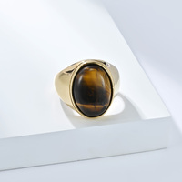 TG Nouvelle mode, bague élégante en acier inoxydable 18k de haute qualité, bague vintage ovale en œil de tigre, bague en obsidienne, cadeau de fiançailles