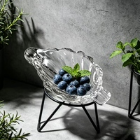 Plats à sauce créatifs en verre durable de style INS, en forme de feuille de plante, petits assiettes pour l'huile, le vinaigre, le ketchup, les collations, usage domestique