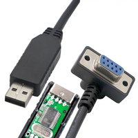Cable Adaptador en Ángulo Recto USB a DB9 RS232 Hembra de 90 Grados, UFRRIEND FT232RL, OEM/ODM, Certificado CE, ROHS, FCC, Longitud Personalizada