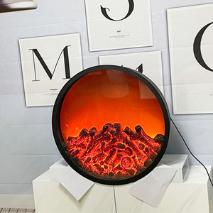 Phong cách châu Âu 500mm tròn kính cường lực cao cấp treo tường Lò sưởi điện - Product Image 4