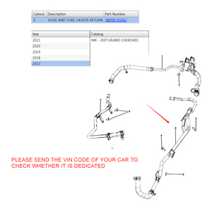 Manguera y Tubo de Retorno del Calefactor 68058252AG para Jeep Grand Cherokee Dodge Durango 3.6L 2011-2021 68058252AF 68058252AE 68058252AD - Product Image 4
