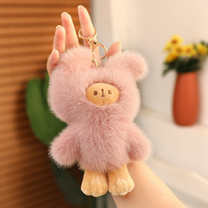 Portachiavi Peluche Coniglio <span class=keywords><strong>e</strong></span> Orso, Ciondolo Coppia <span class=keywords><strong>di</strong></span> Conigli Carini, Charm per Zaino Studenti, Bambola, Regalo. - Product Image 5