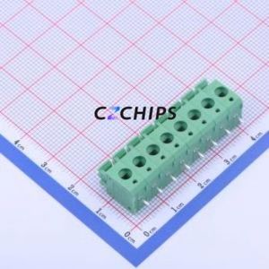 KF236-5.0-8P Spring Terminal Block Through hole Component (THT),P=5mm Connector 1x8P 5mm Green 8P - Product Image 1