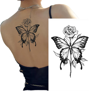 Autocollant de tatouage temporaire noir motif fleur, papillon, <span class=keywords><strong>serpent</strong></span>, style personnalisé, vente directe usine pour hommes et femmes - Product Image 1