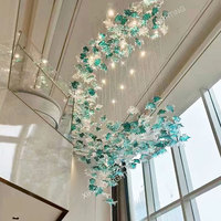 Luminaire suspendu en verre personnalisé, moderne, carré, long, LED, à hauteur réglable, multi-formes, multi-couleurs, pour villa, restaurant