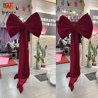 Grand nœud en velours rouge personnalisé, élégant, pour la décoration de mariage, d'anniversaire ou de fête
