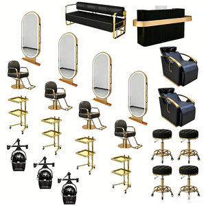 Beauty Professional Hair Salon Furniture Chair Head Spa <b>Bed</b> Led Mirror Trolley Reception Desk Waiting Sofa Salon Furniture Set - Product Image 1